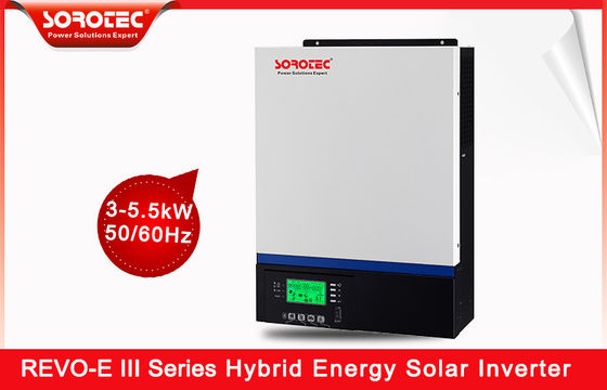 बैटरी के साथ 3-5.5kw MPPT हाइब्रिड सोलर इन्वर्टर चार्ज कंट्रोलर REVO E PLUS 240VAC 90A